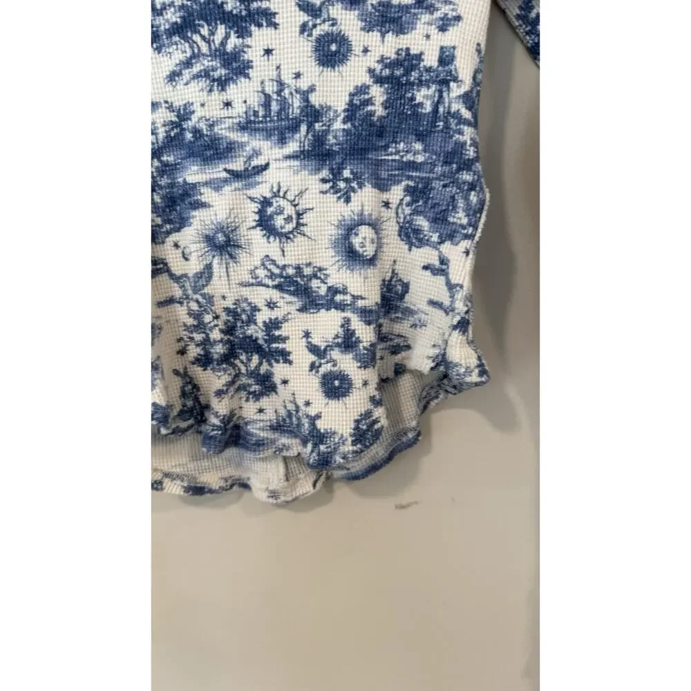 Free People  Toileidays Long Sleeve Thermal Top Sun Moon Whimsigoth Size Small - Picture 6 of 11